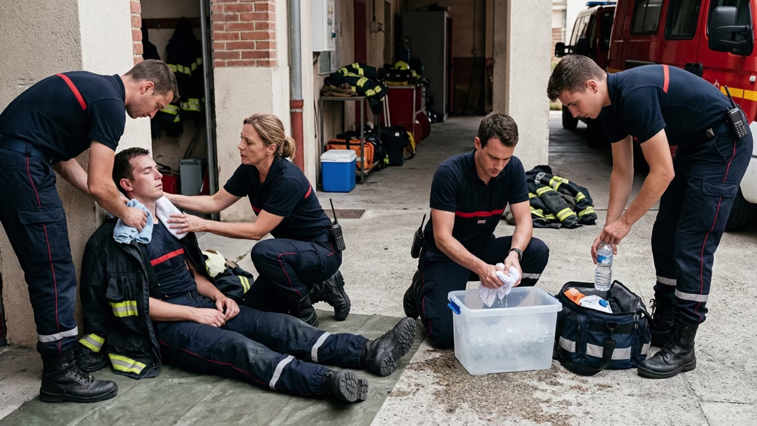 Hydration, Airway Safety and Active Cooling in the France First Aid Heatstroke Protocol