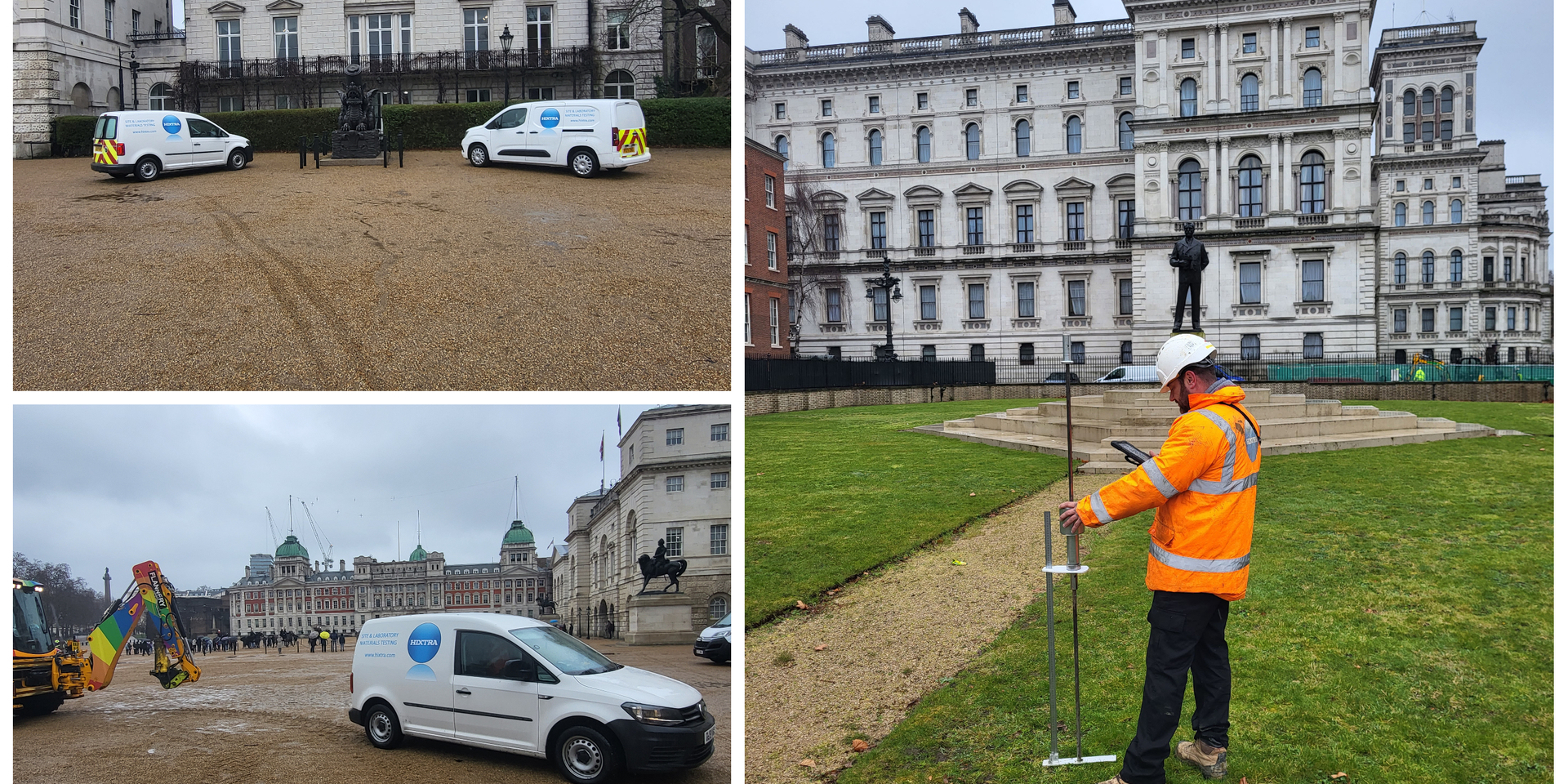 Hixtra technician carrying out ground strength testing ahead of a major public event