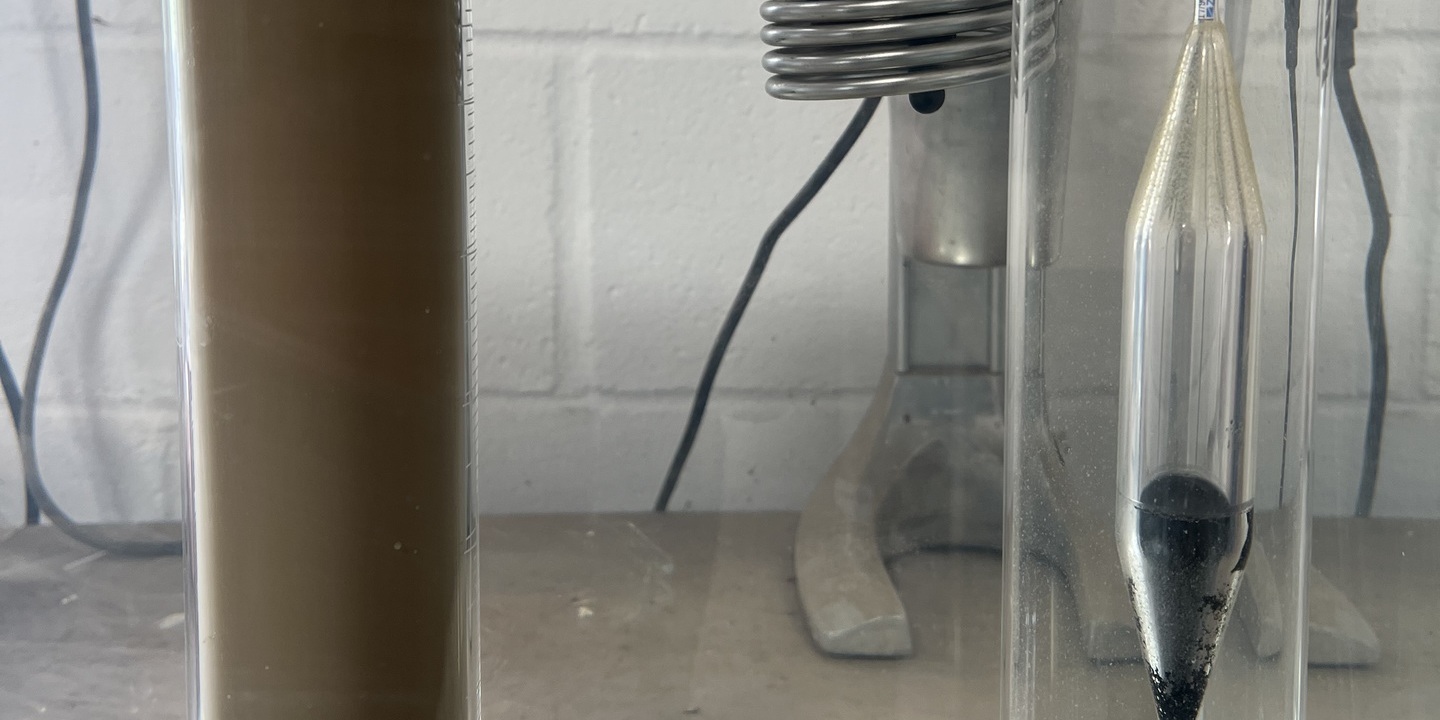 Soil sample being tested for clay and silt content in the Hixtra laboratory