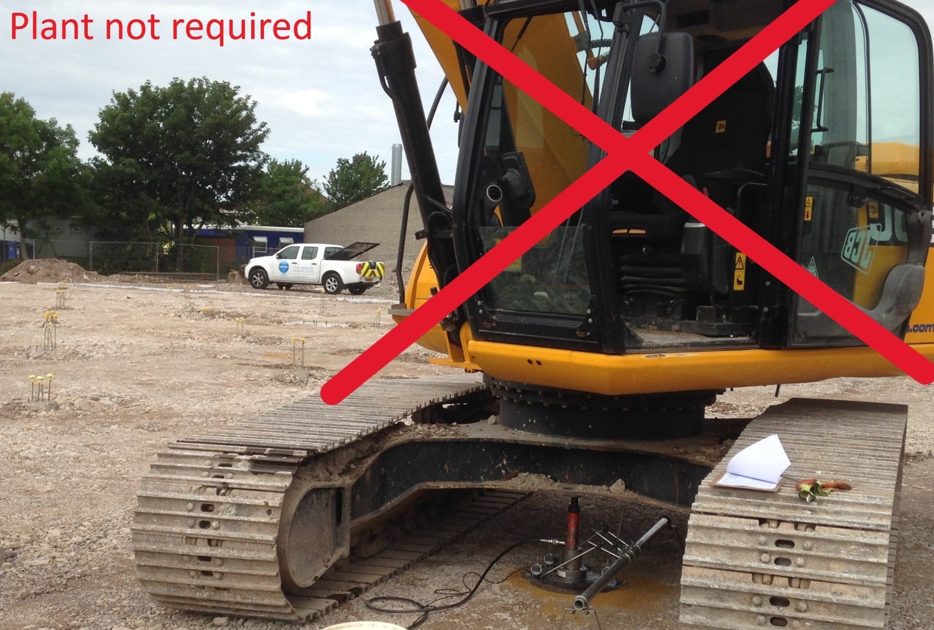 Ground strength testing carried out beneath scaffolding supports