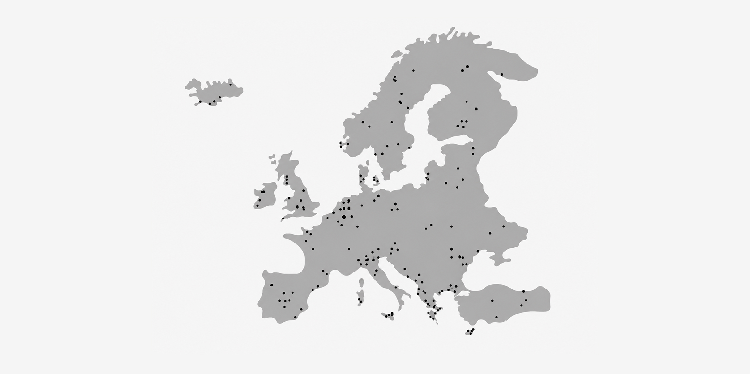 Mapa da Europa com carros disponíveis em vários países