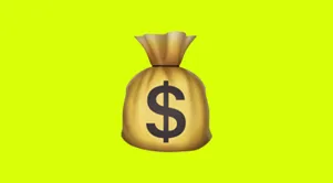 Saco de dinheiro amarelo com símbolo de dólar preto no centro sobre fundo verde-limão.