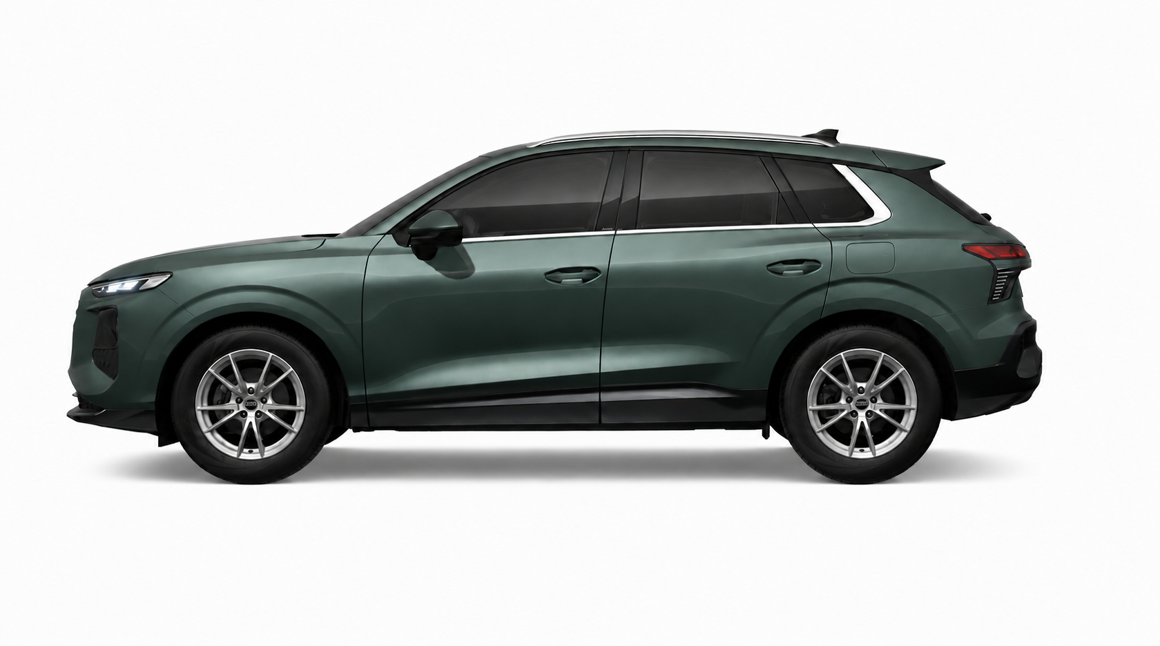SUV verde-escuro visto de perfil