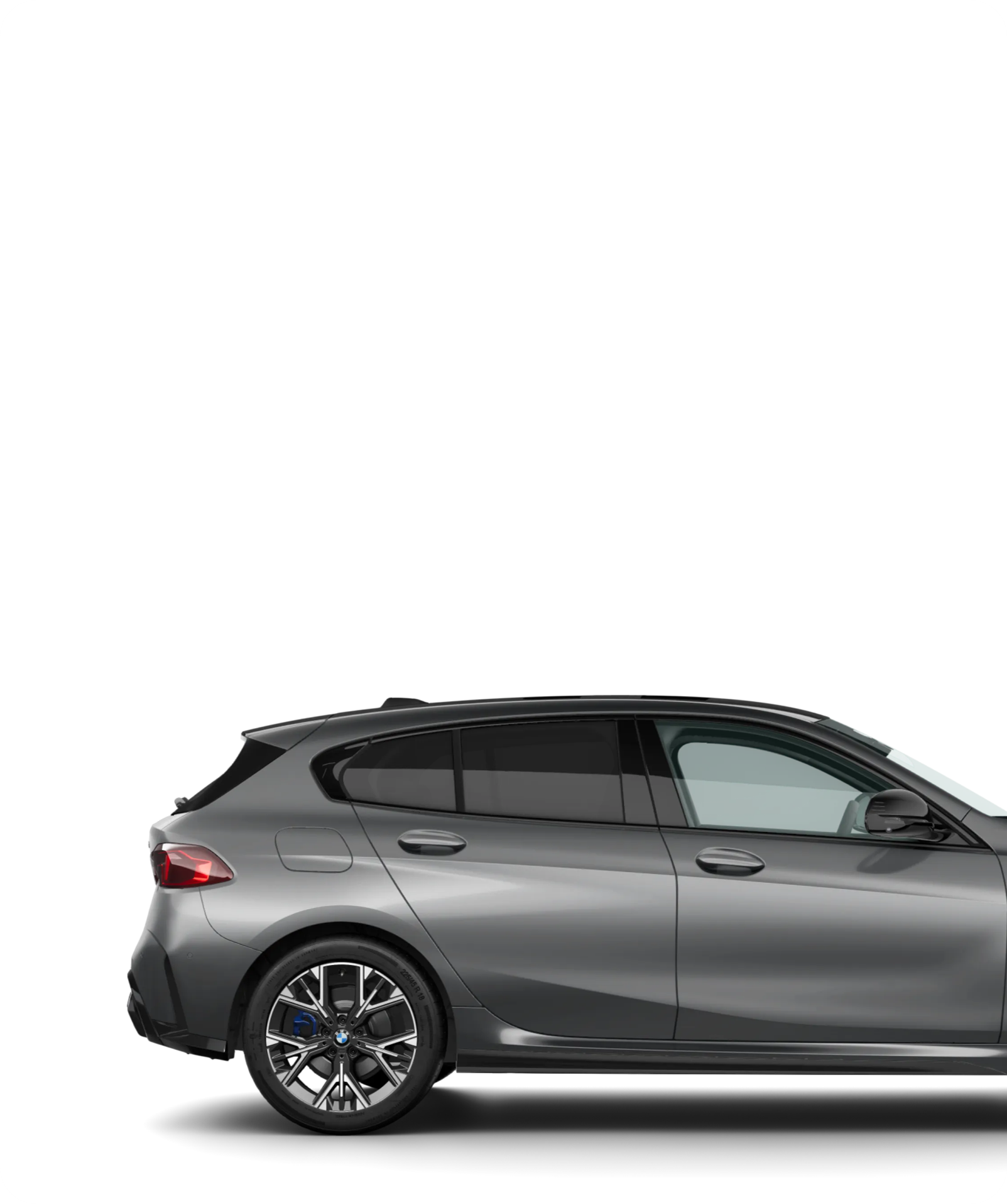 BMW Série 1 cinzento, vista lateral