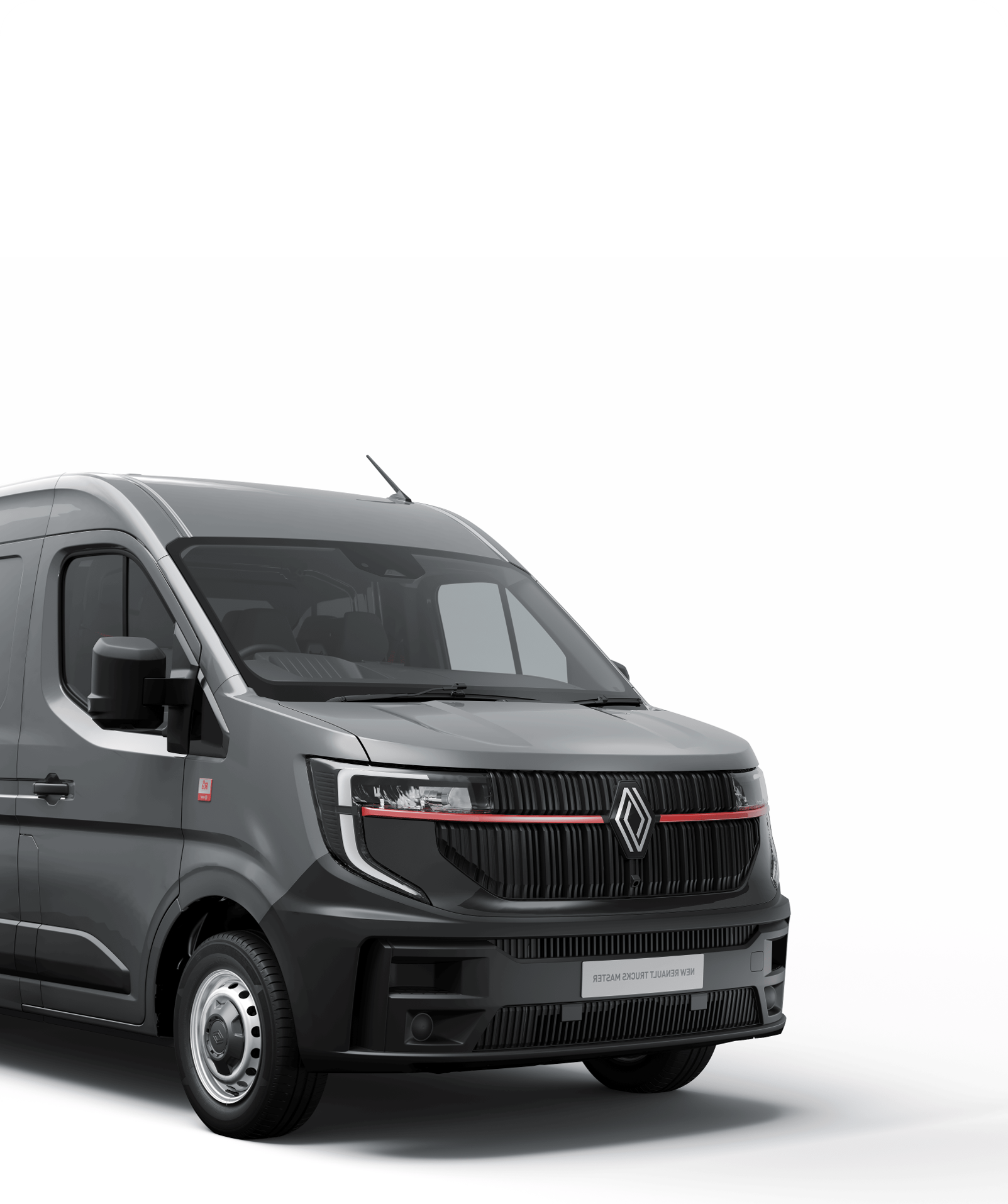 Carrinha Renault Master cinzenta, vista frontal