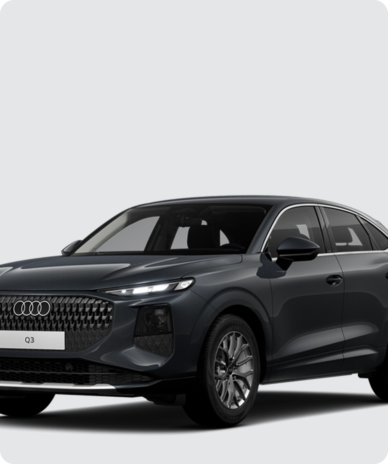 Audi Q3 Sportback cinzento-escuro, vista frontal