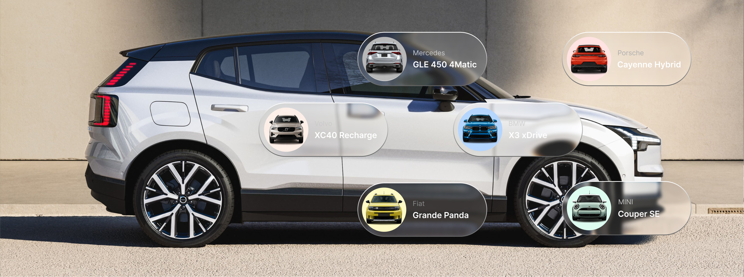SUV elétrico branco com sugestões de modelos alternativos