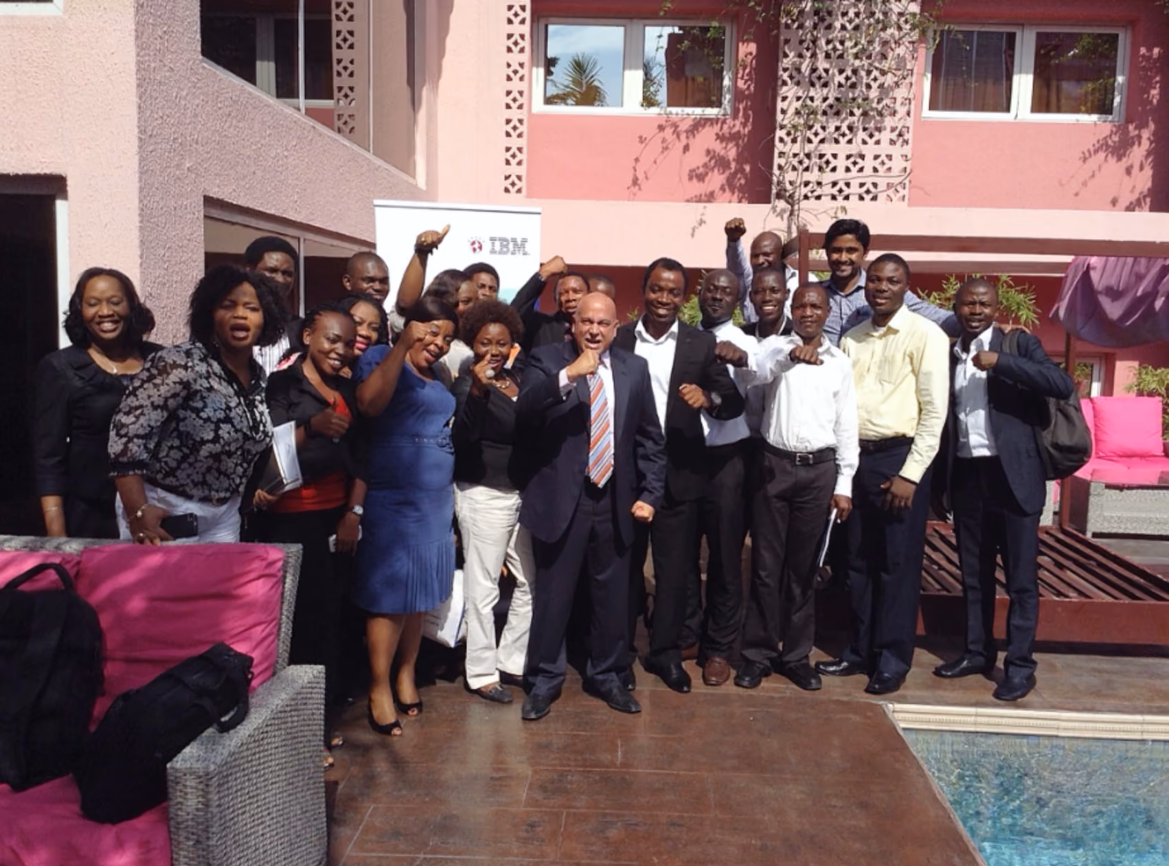 Yasser Fathy with participants at an IBM international training session.