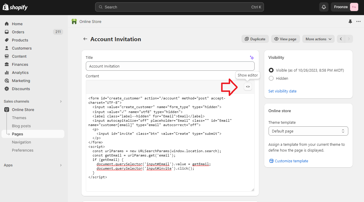 Page Editor Shopify