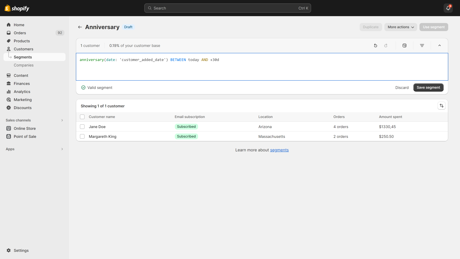 Shopify Anniversary Added_date Segment