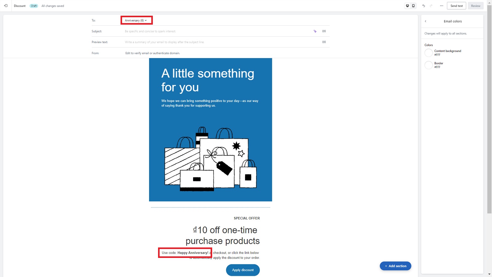 Anniversary Email Shopify