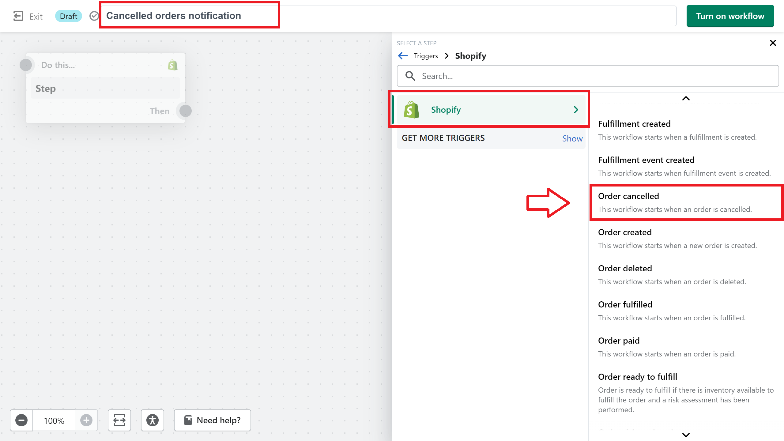 Marketing Automations flow action in the Shopify Admin