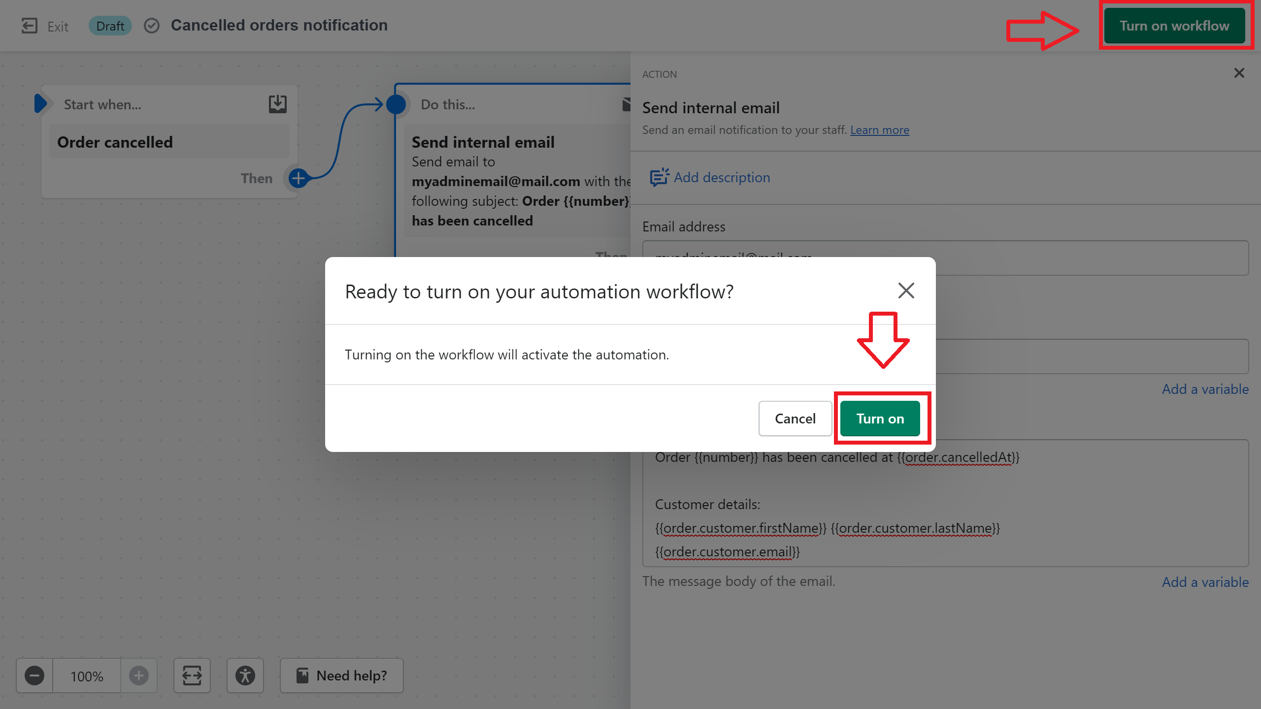 Marketing Automations Turn On in the Shopify Admin