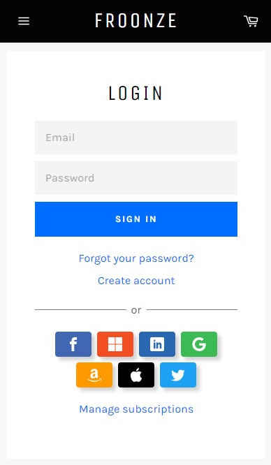 Froonze Social Login Mobile