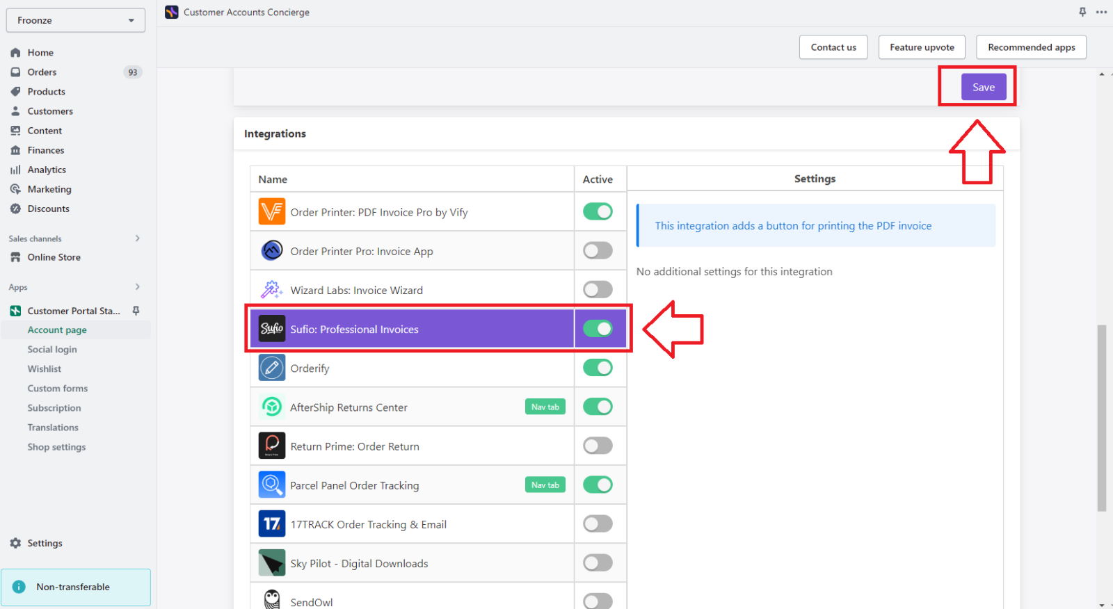 Sufio Integration in Customer Accounts Concierge