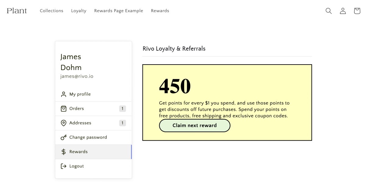 Rivo Loyalty & Referrals integrating with Customer Accounts Concierge Shopify