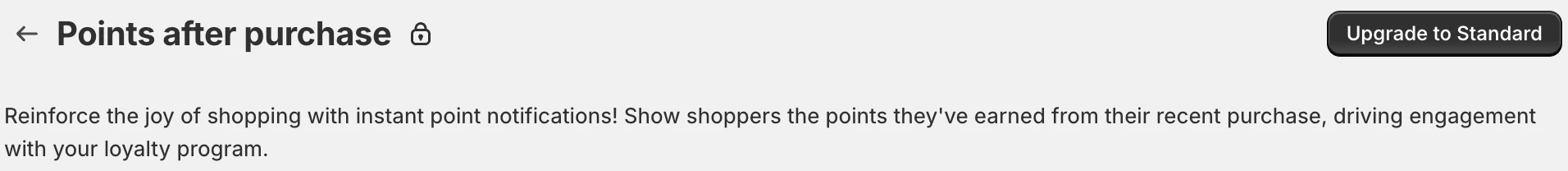 Screenshot: Points after purchase: Upgrade to Standard.