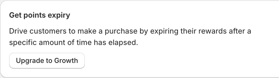 Screenshot: Points expiry: Upgrade to Growth.