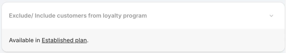Screenshot: Flits Exclude/Include customers setting marked "Available in Established plan."