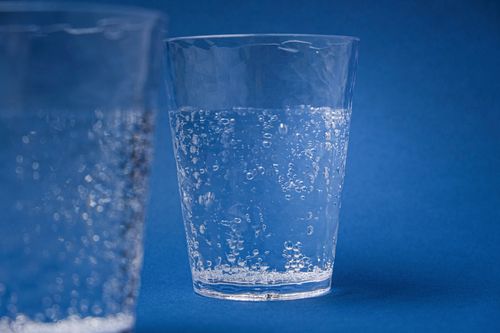 Hammered Water Glass with Sparkling Water