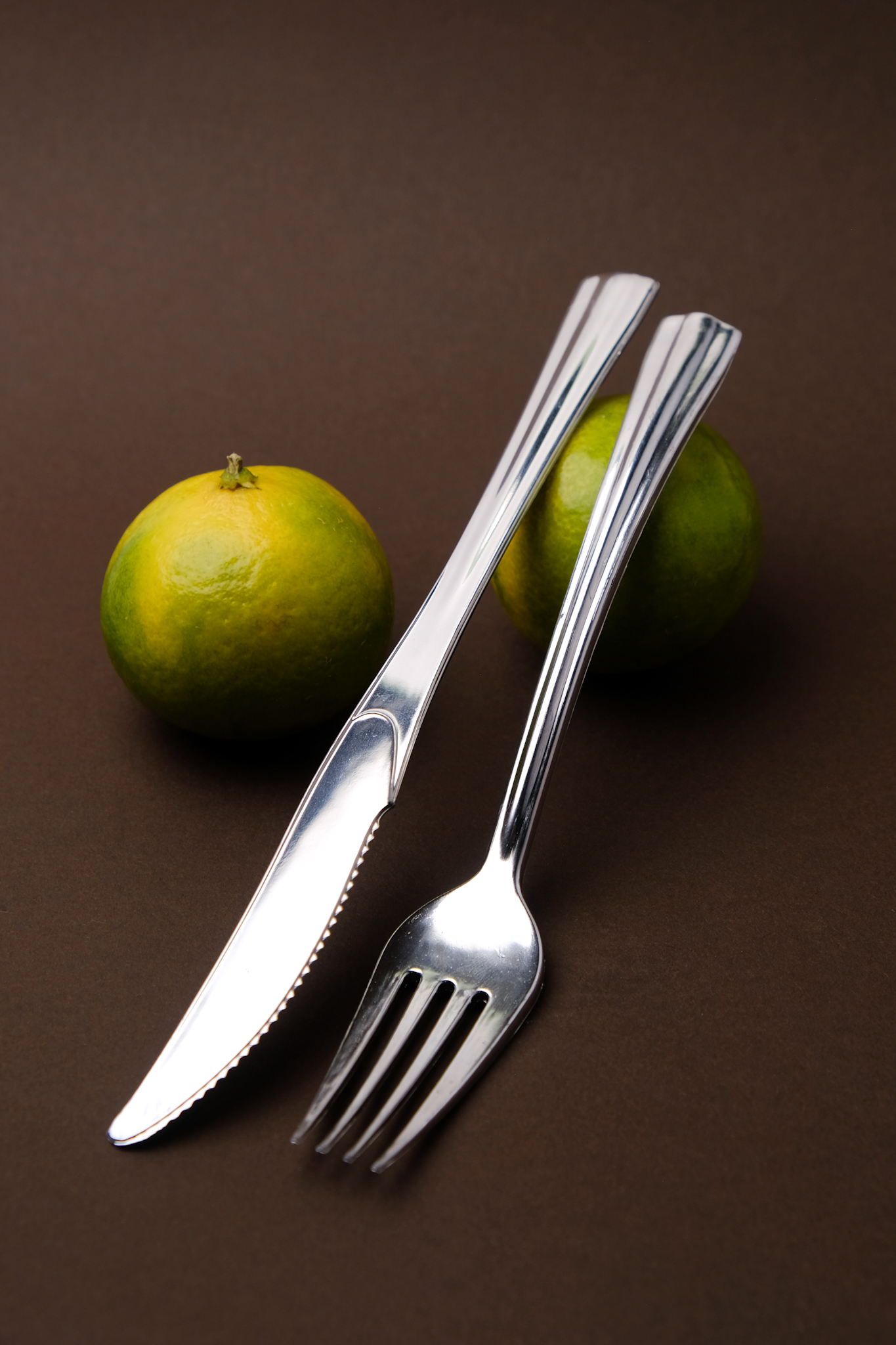 Silver Line Fork and Knife on Lime