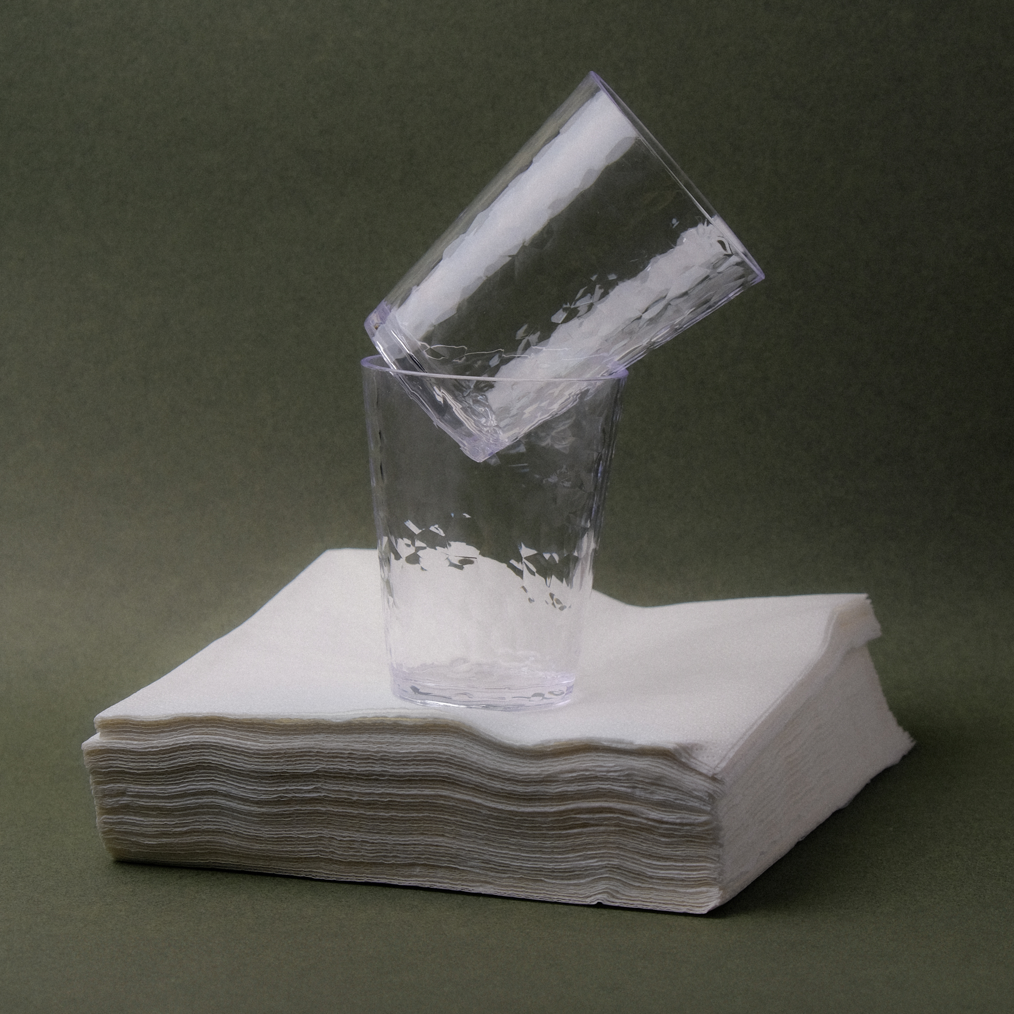 Hammered Water Glasses on Napkins