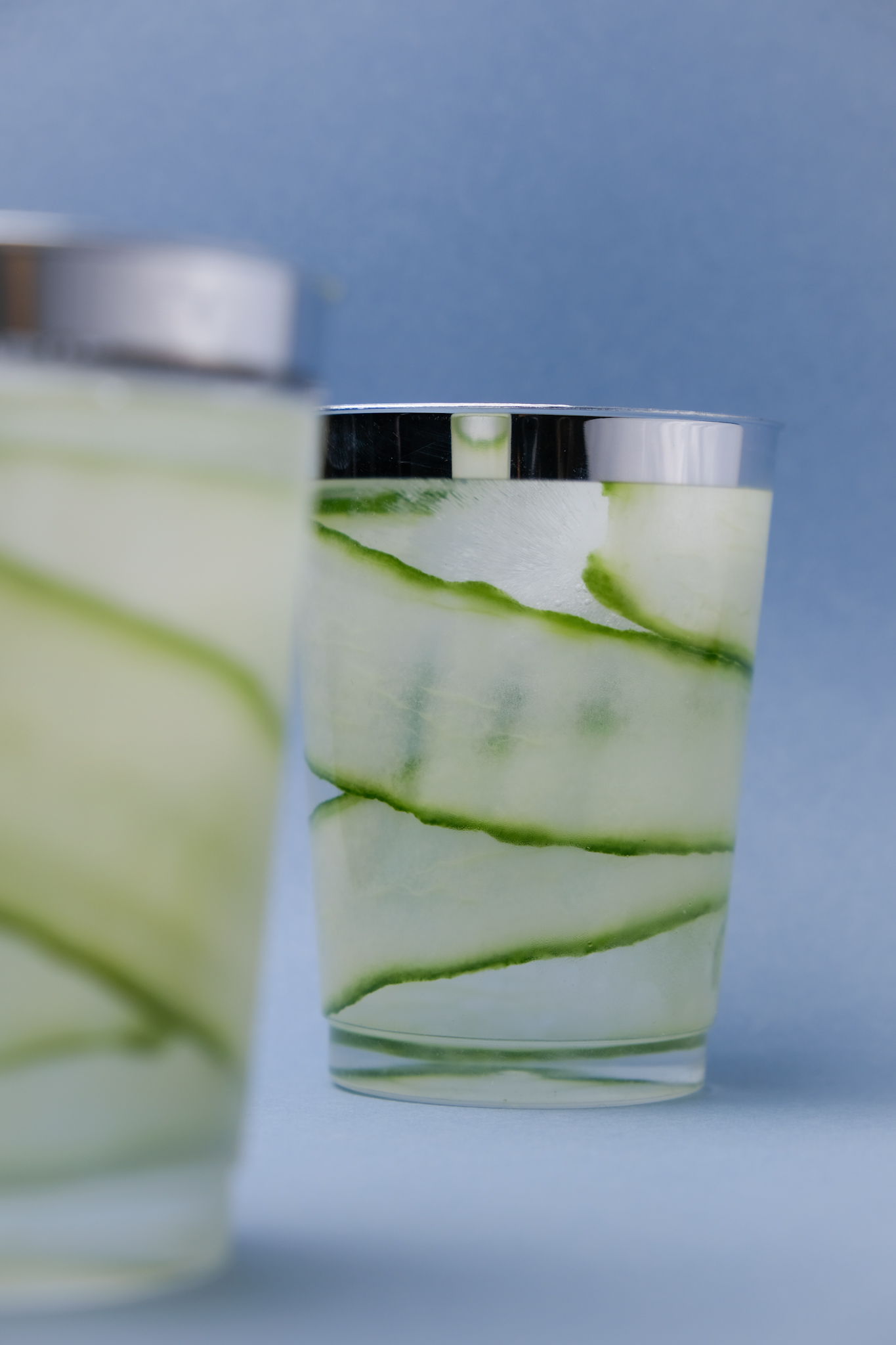 Silver Line Water Glass with Cucumber