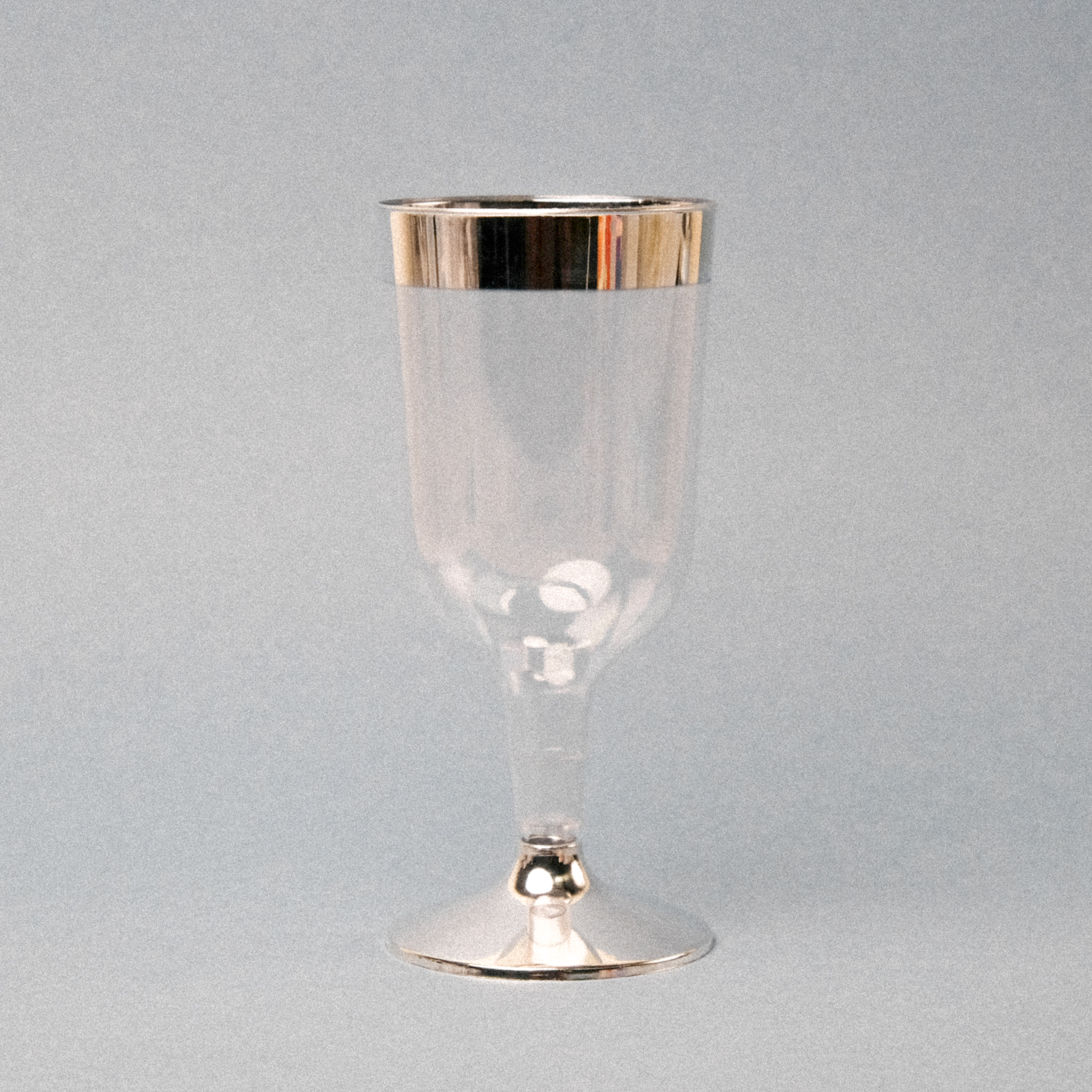 Silver Line Wine Glass on Blue Background