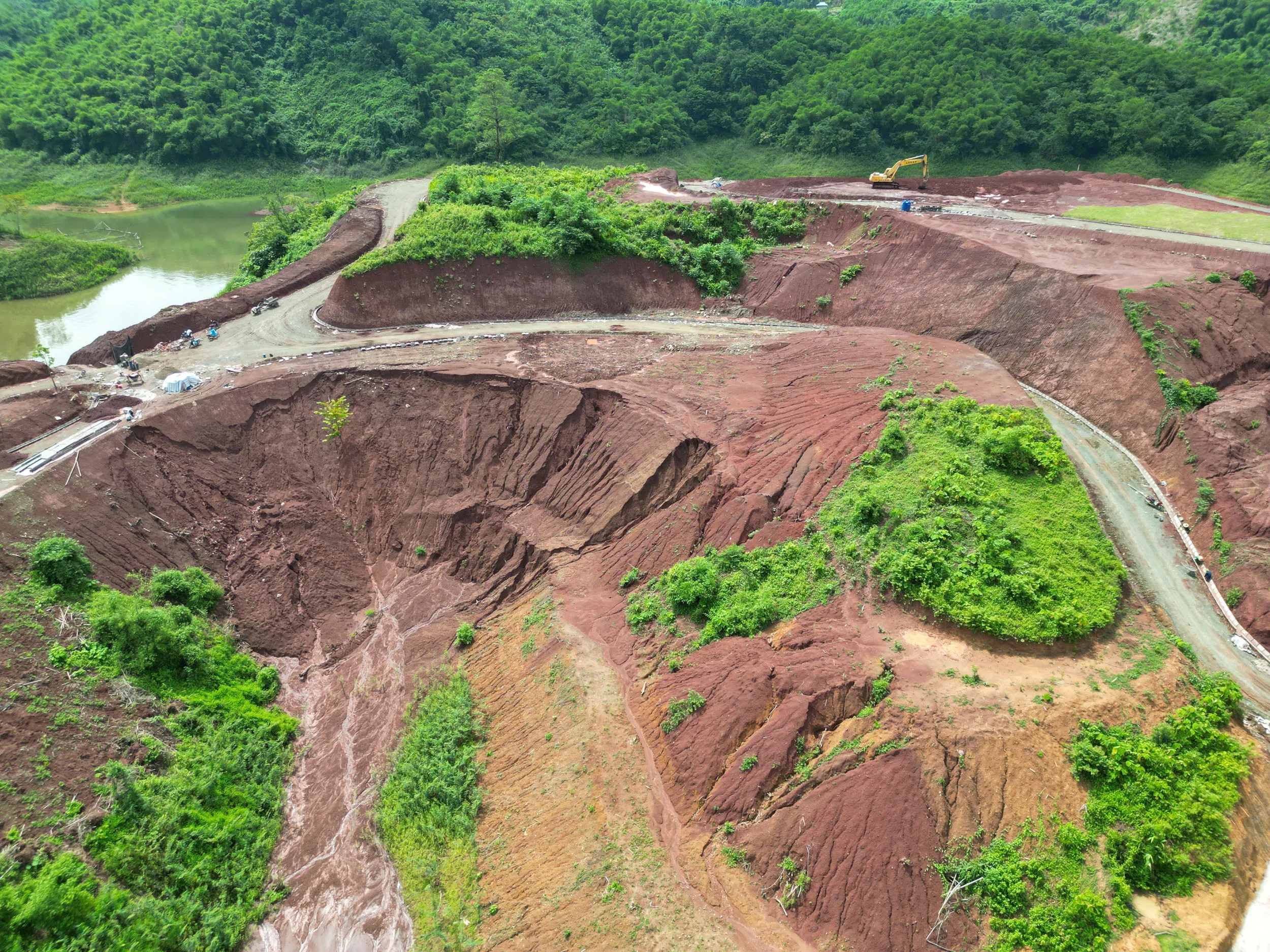 Aerial view over the Cao Phong research site, Hoa Binh Province