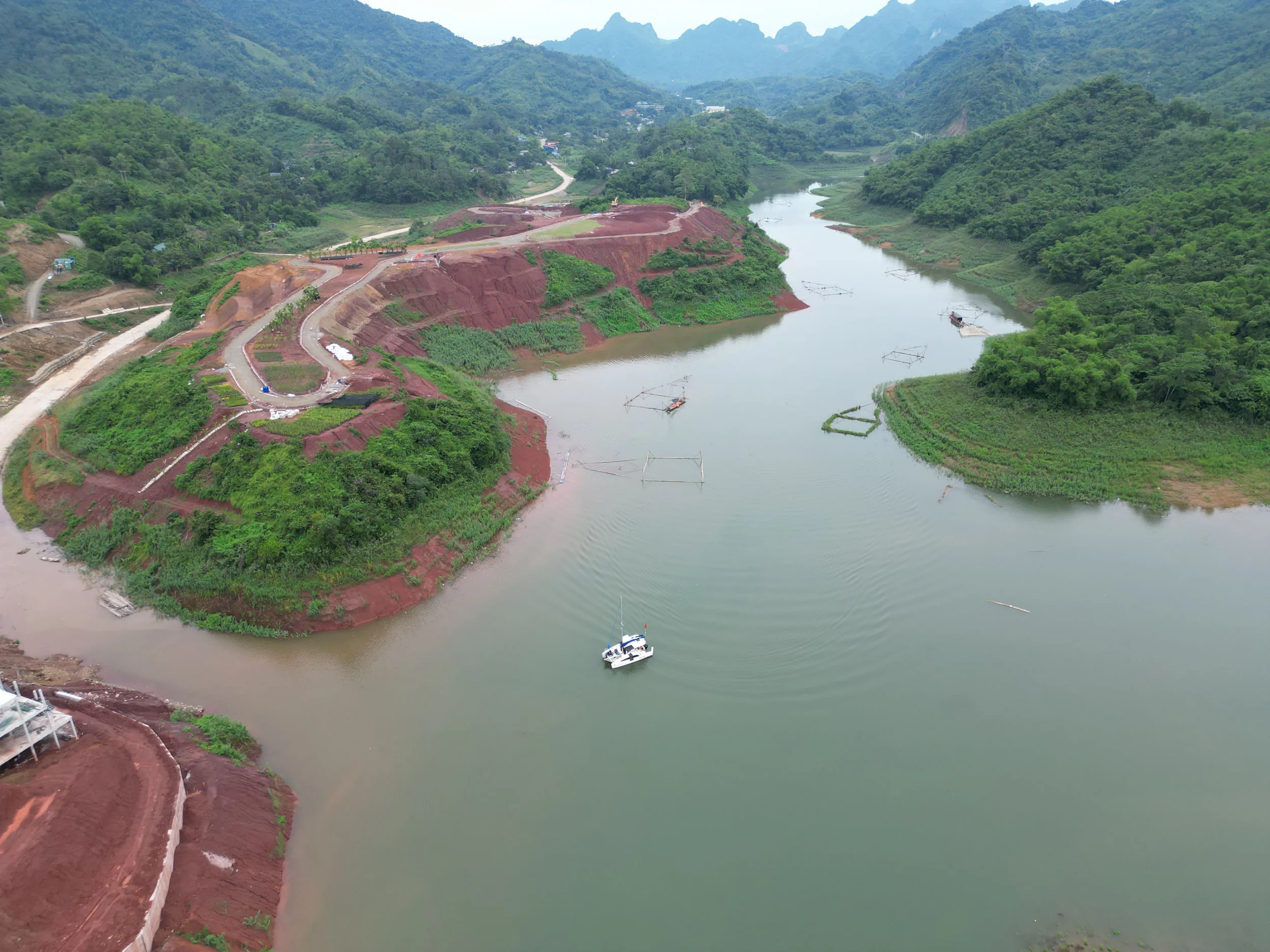 Aerial view of forested terrain at the Cao Phong research site