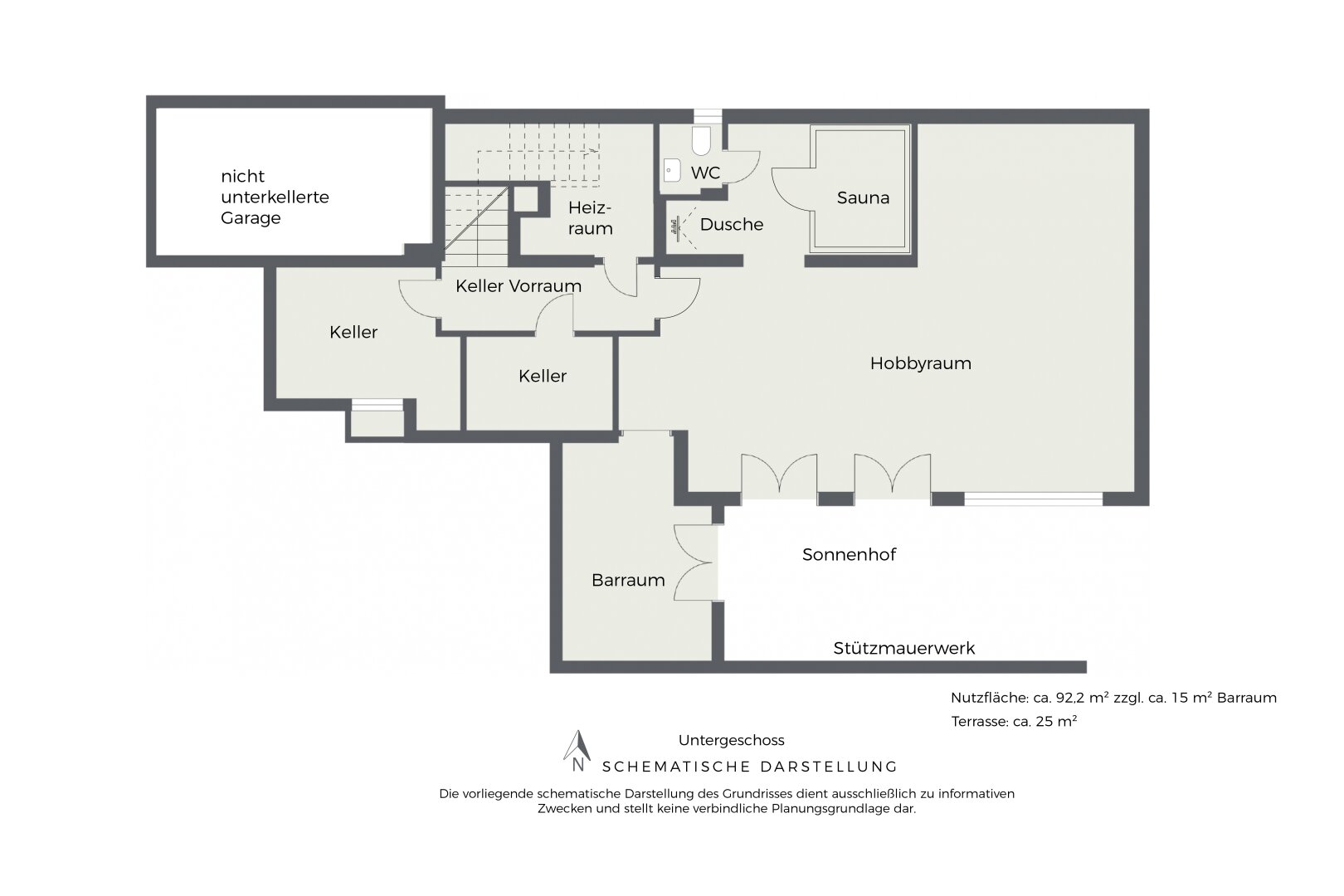 Grundriss Untergeschoss, schematische Darstellung