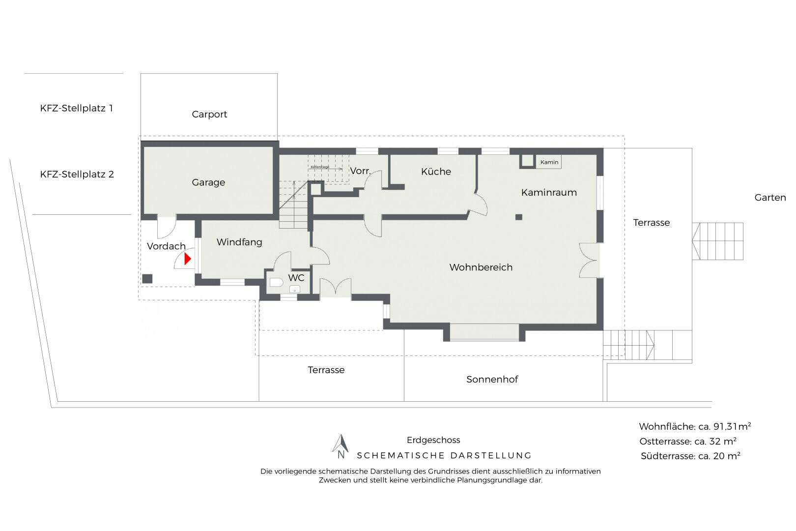 Grundriss Erdgeschoss, schematische Darstellung