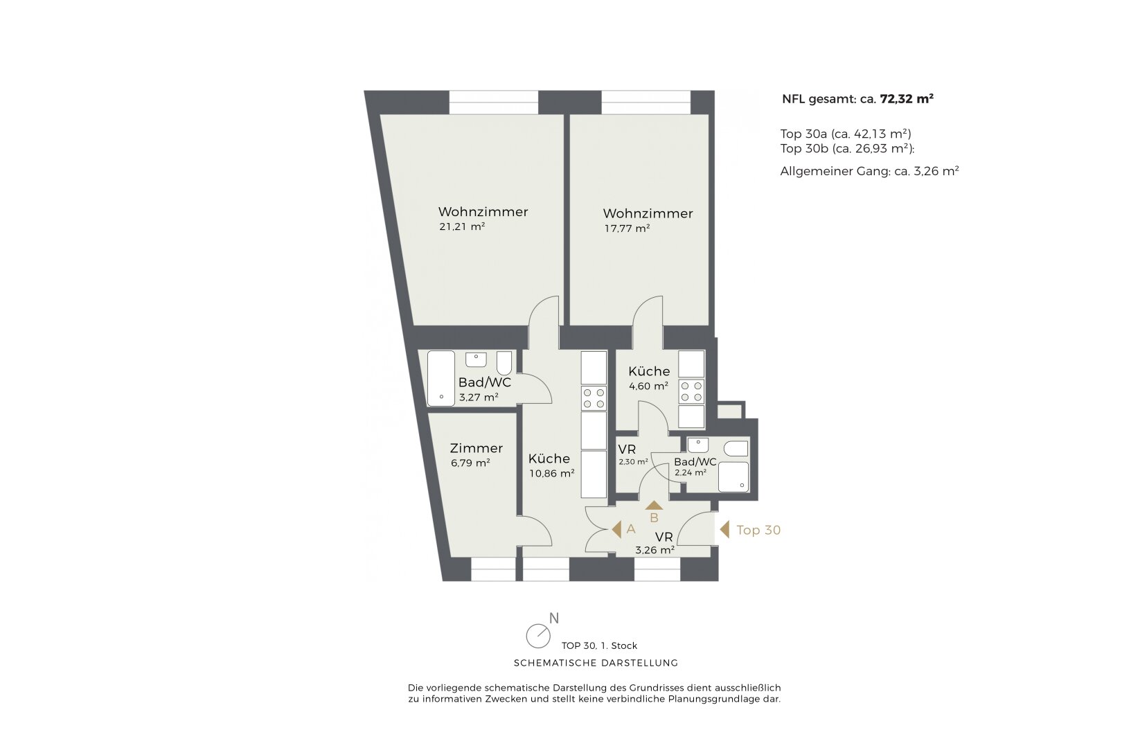 Grundriss, Top 30, schematische Darstellung