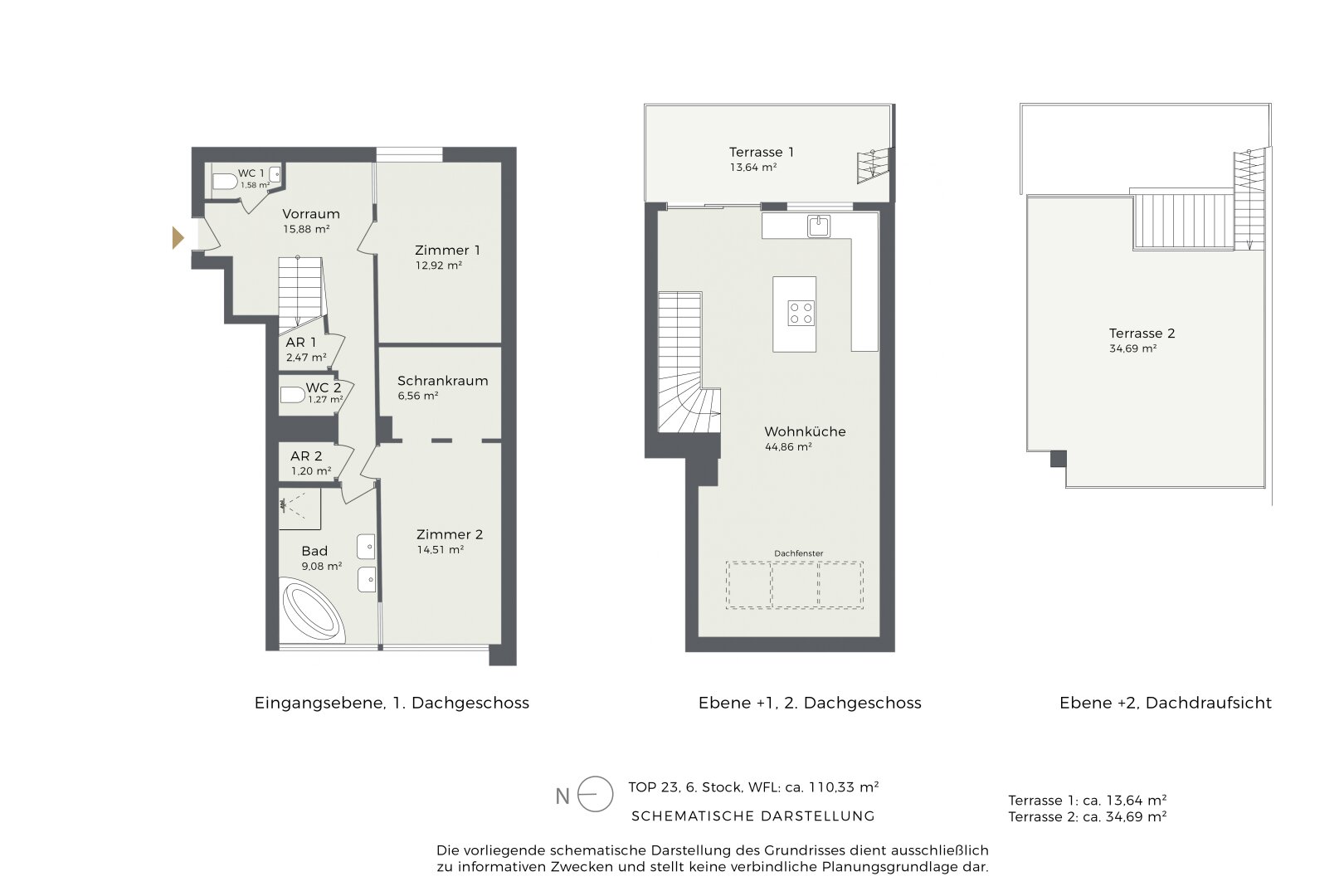 Grundriss Top 23, schematische Darstellung