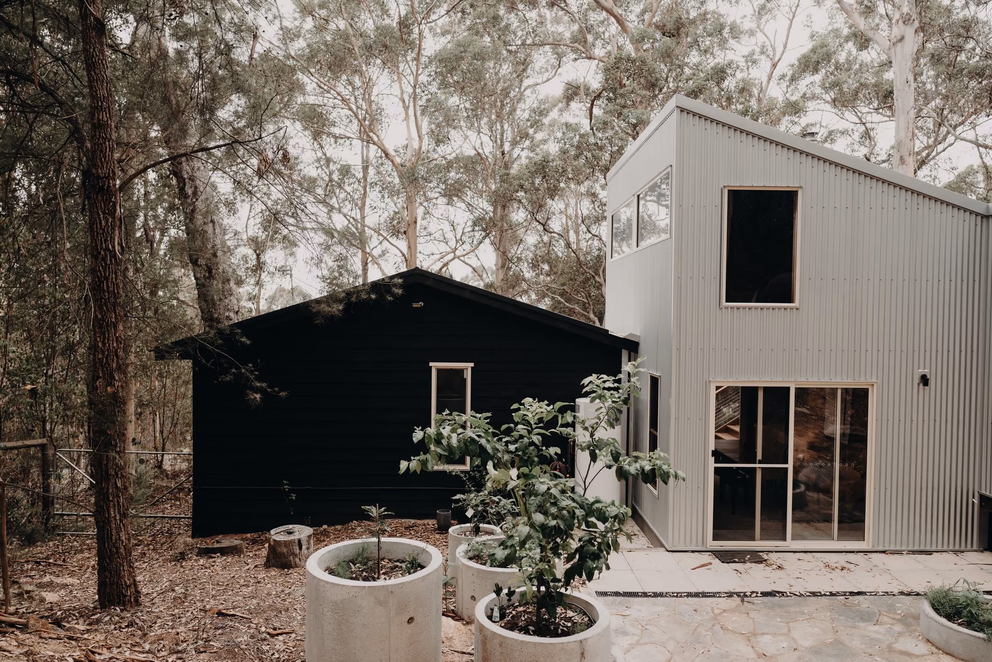 Original cottage beside a new pavilion extension in Denmark, WA