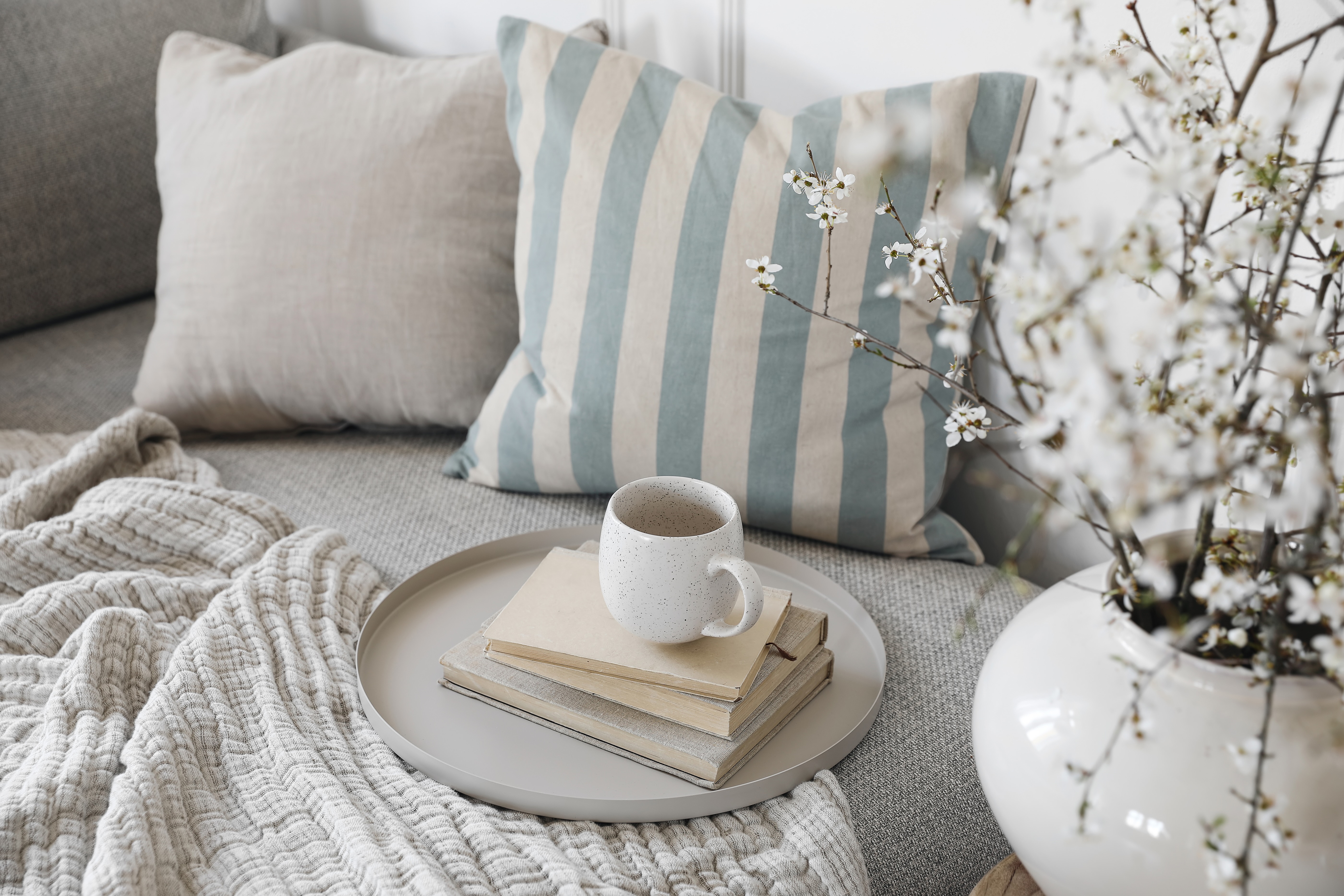 Pillows on couch stock image