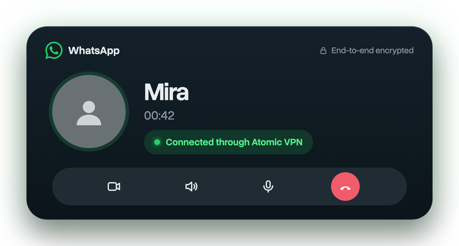 WhatsApp voice call connected through the VPN