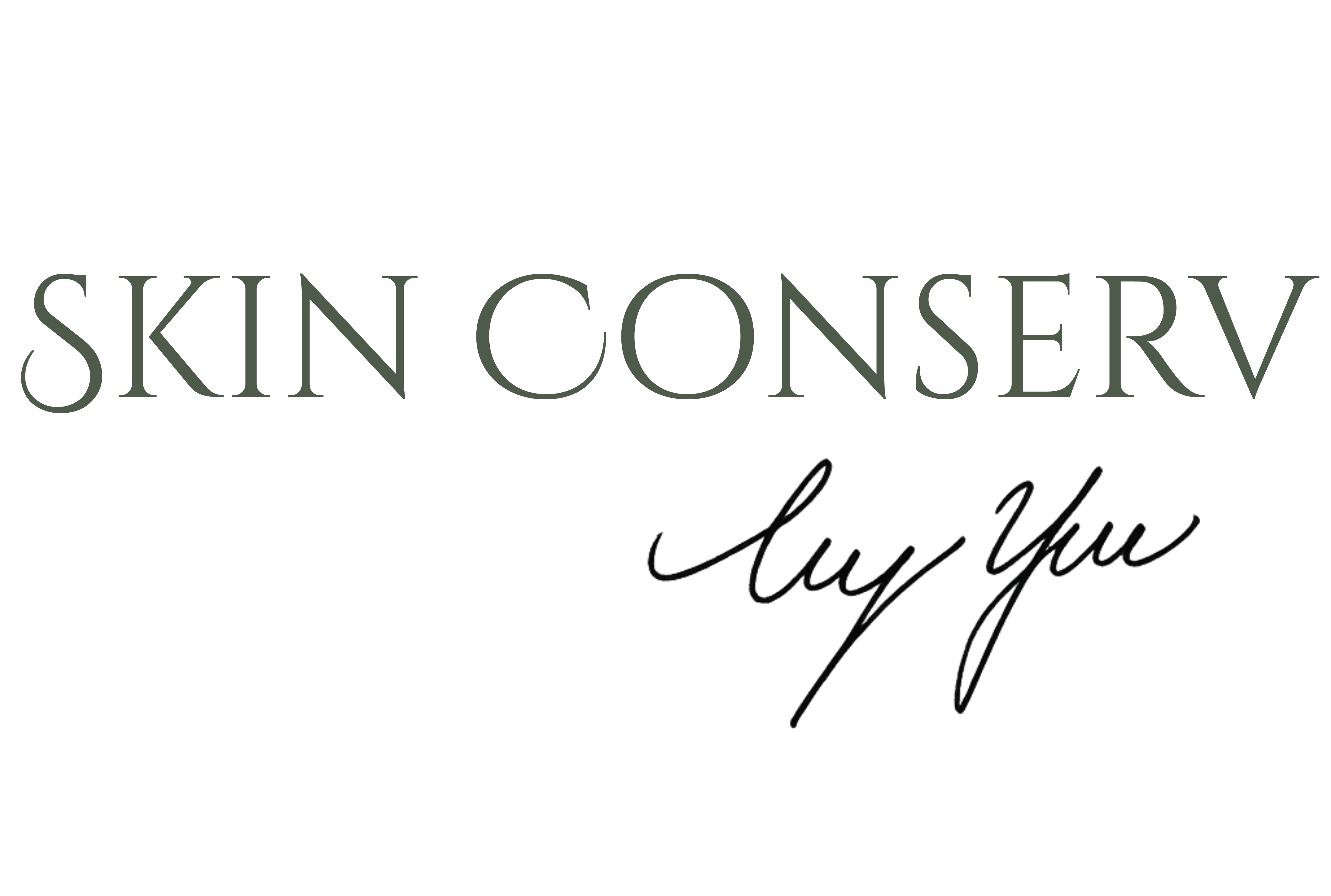 Logo with the text 'SKIN CONSERV' in a serif font and a cursive signature below it.