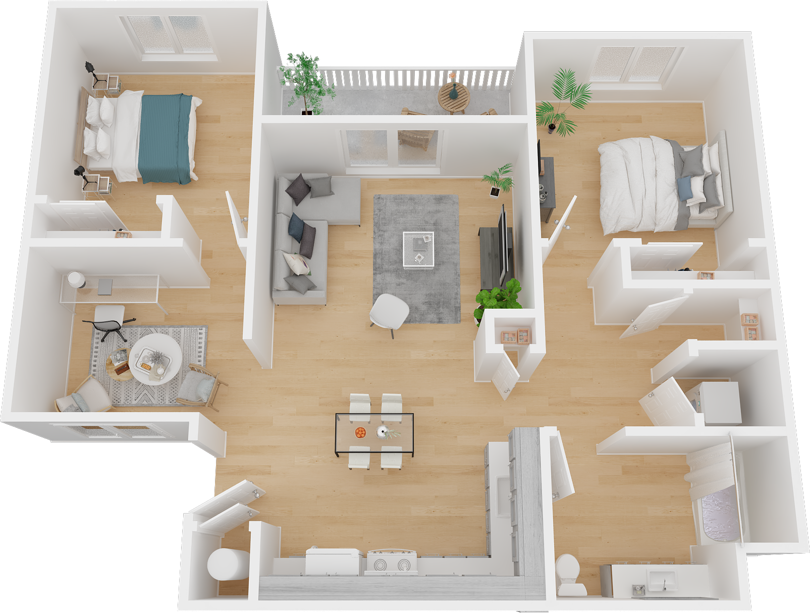 2BD, 1BTH 50%
