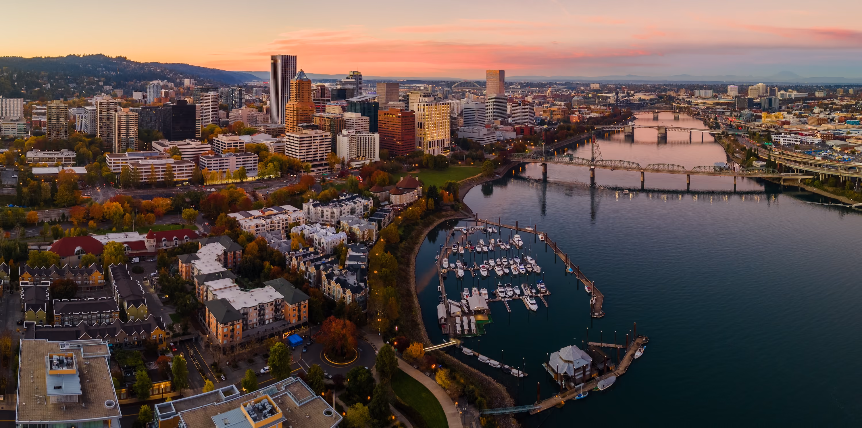 Downtown Portland Oregon Sunset Stock Image