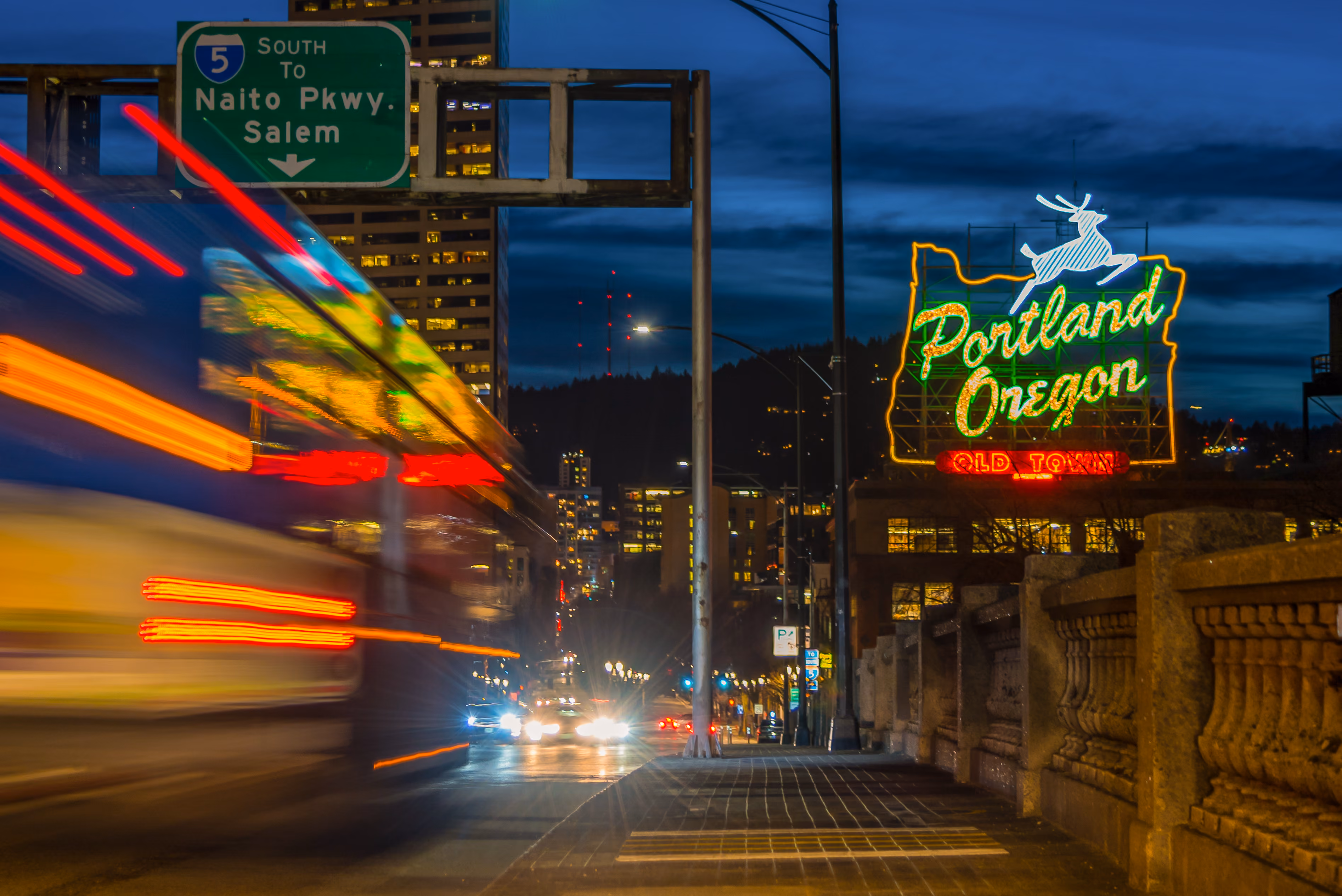 Downtown Portland Freeway Stock Image