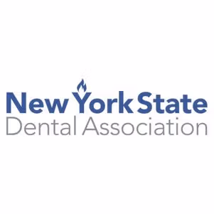 New York State Dental Association logo with a blue flame above the letter Y in 'York'.