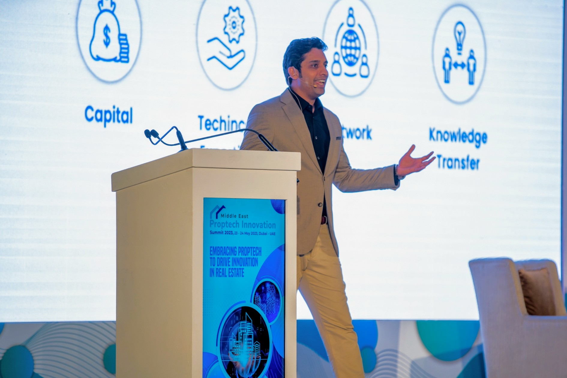 Nikhil Choudhary speaking at the Middle East PropTech Innovation Summit