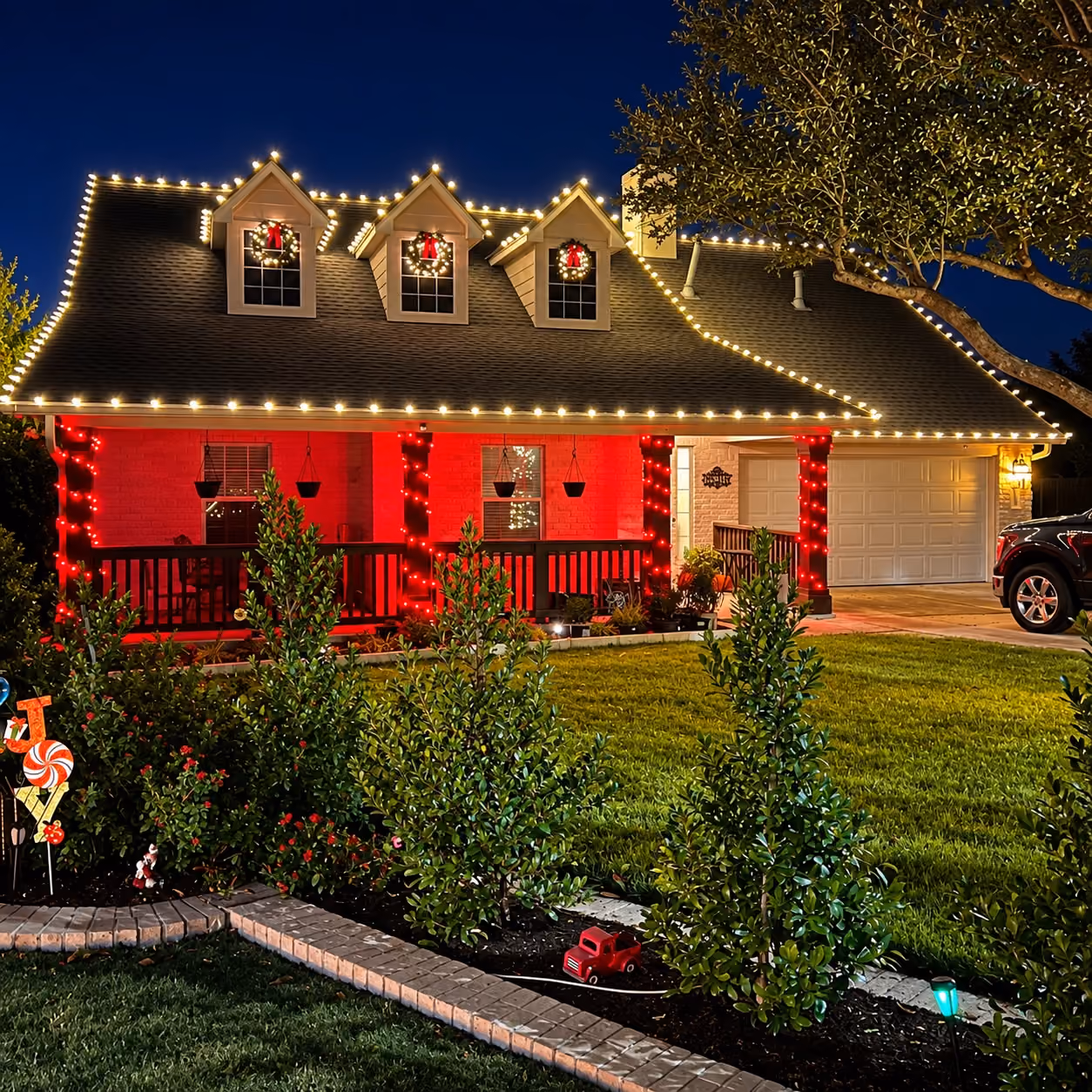 Professional Christmas lighting near me for homes in Leander, Texas  

