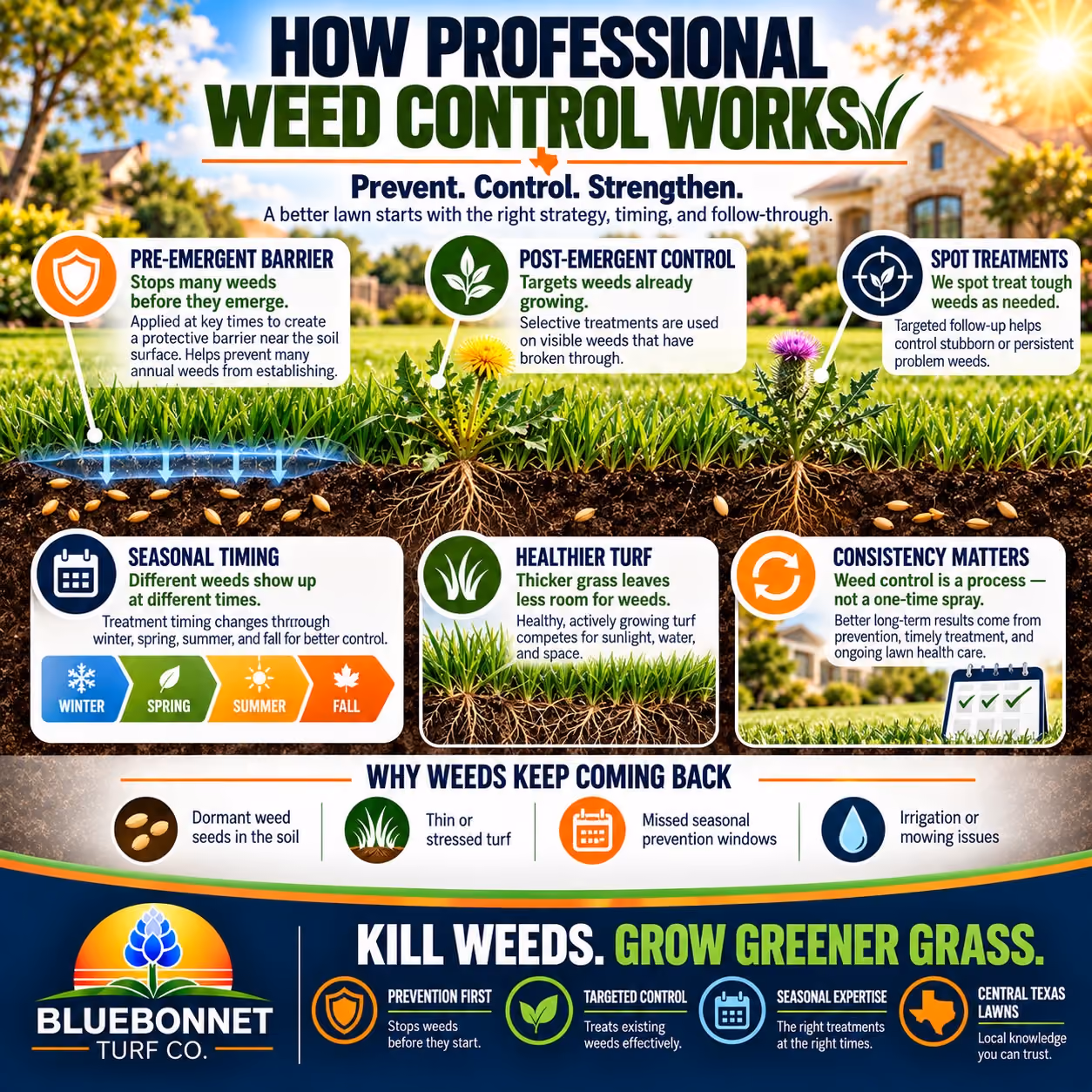 Targeted lawn weed control for healthy green turf in Cedar Park, Texas  
