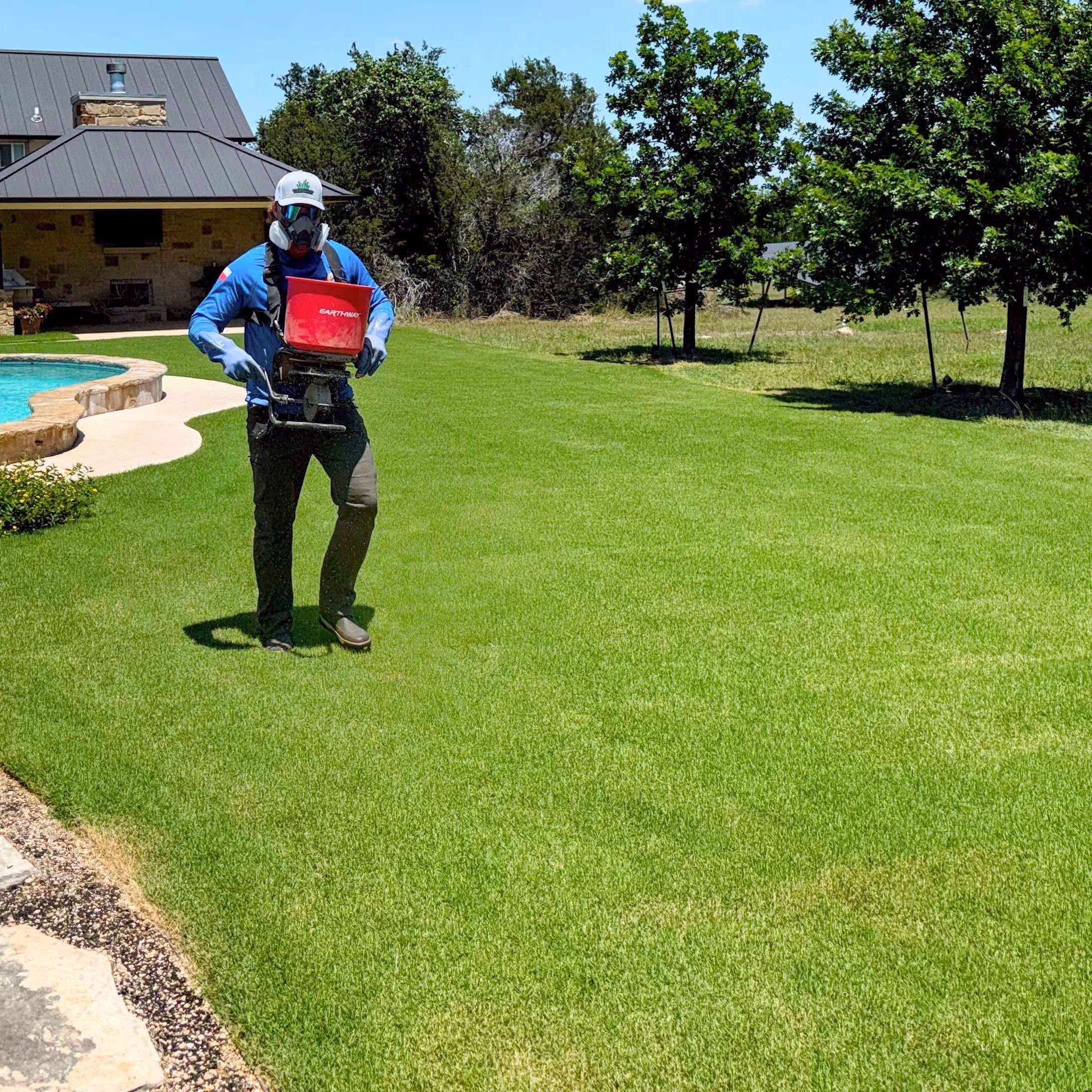 Healthy green lawn with professional turf care in Leander, Texas
