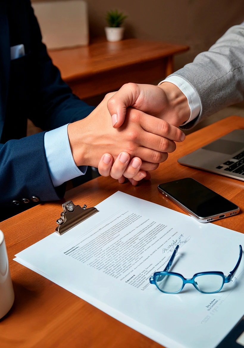Business partners shaking hands over an agreement