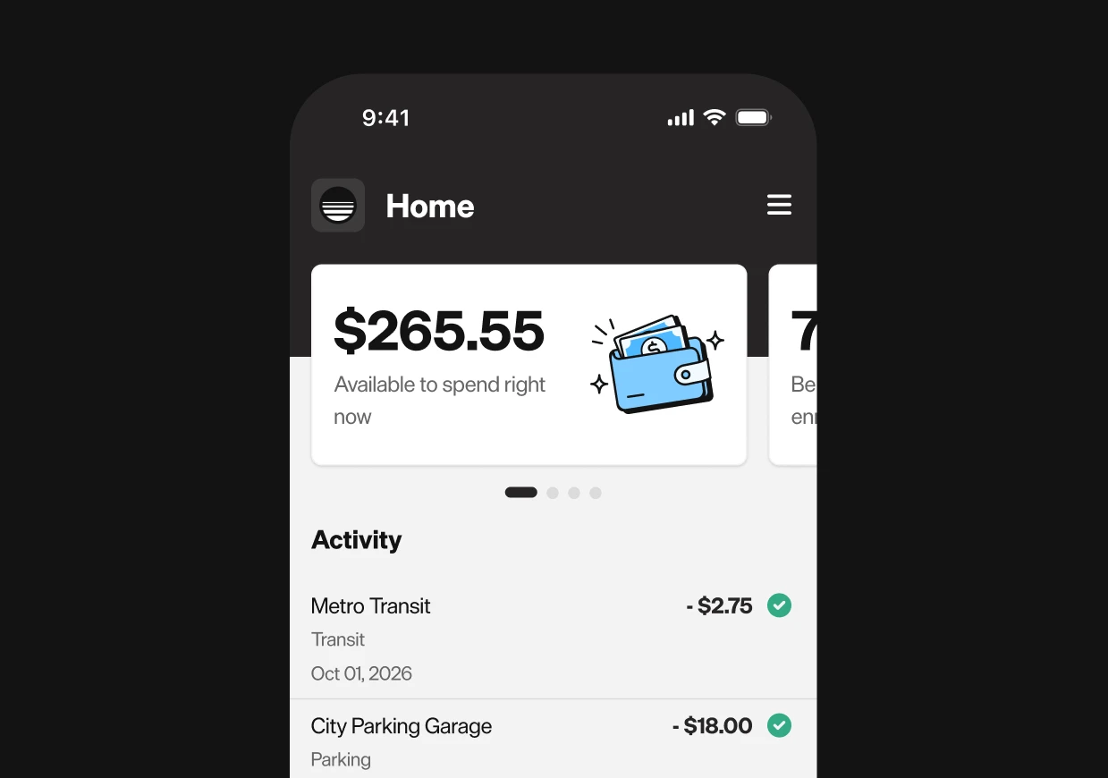 Benepass app Accounts screen showing a Wallet with $24.38 available to transfer