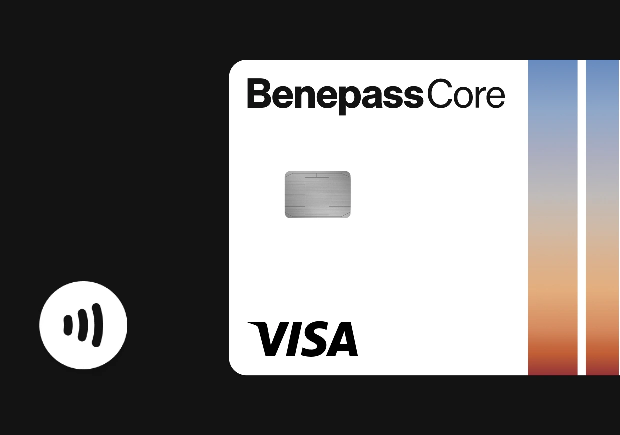 Benepass Core Visa card with a contactless payment symbol