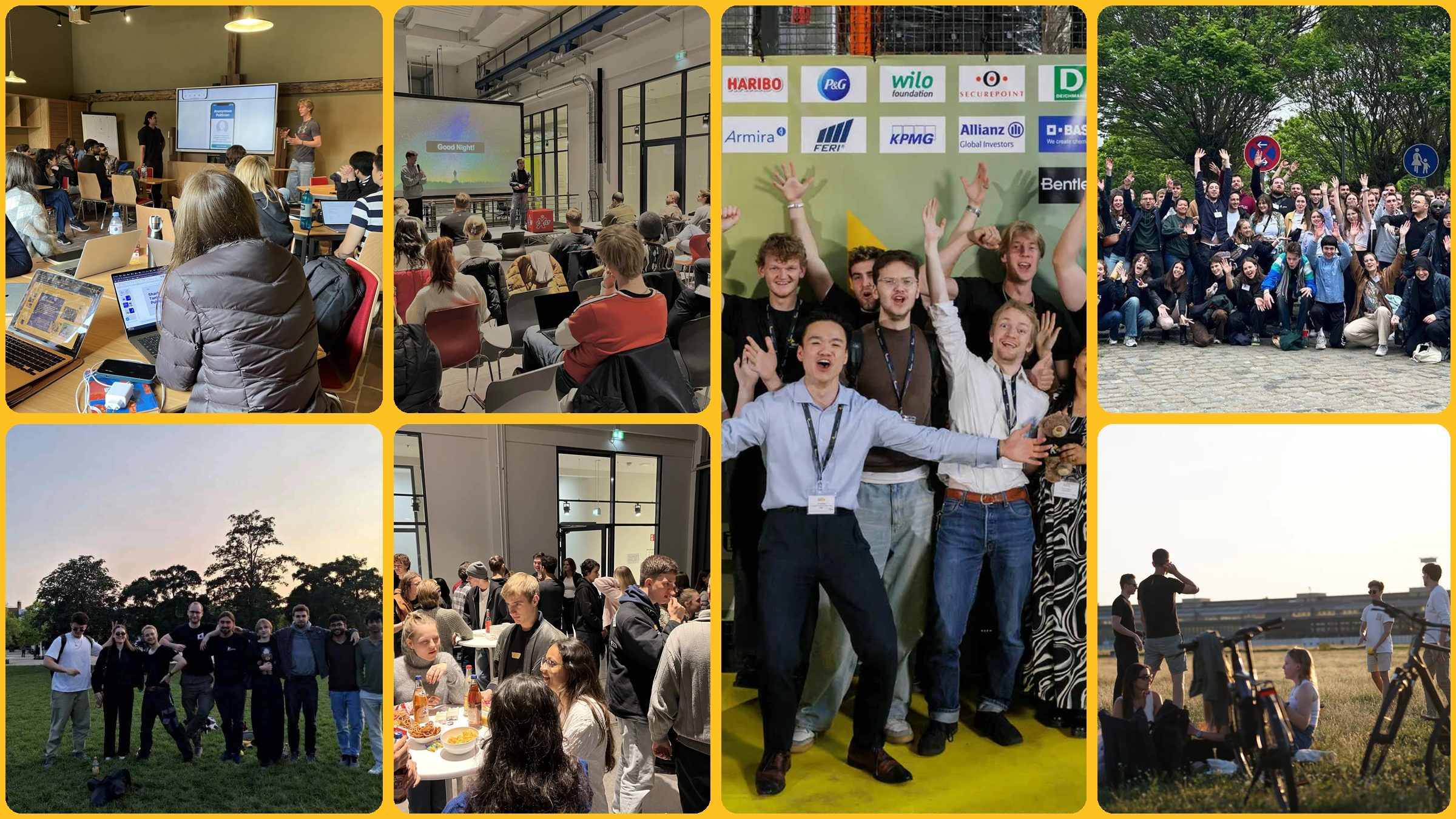 Collage of Enactus Berlin members at events, pitches and meetups
